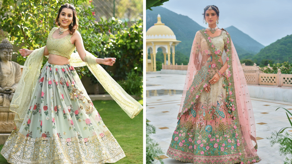 Pastels to Prints Albeli Luxe Lehengas